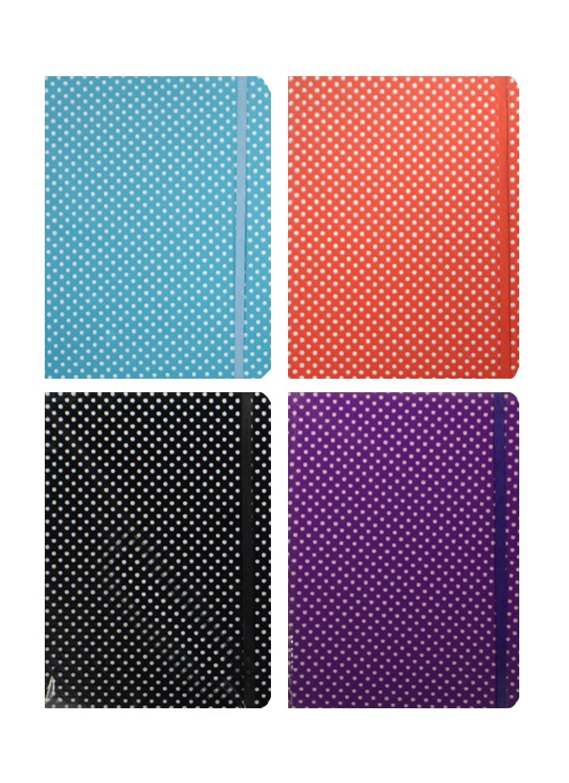 Книга для записей А5 80л "Горох" карт.обл с ПВХ покрытием, на резинке, тонир. срез, ассорти