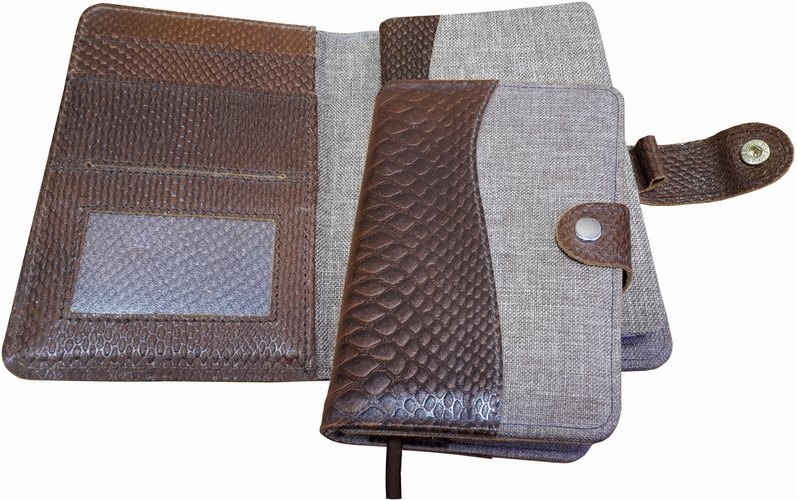 Бизнес-органайзер А6, натуральная кожа на кнопке