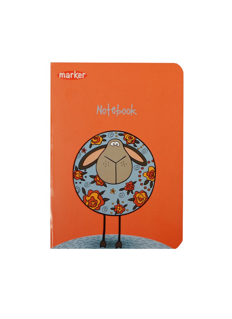 Записная книжка А6 40л кл. "Овцы" карт.обл., мат.лам., выб.лак, блок офсет, сшивка, ассорти, MARKER ARTE