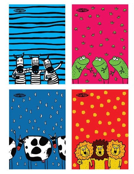 Тетрадь в клетку Marker Arte, "Мохнаты-полосаты", 40 листов, в ассортименте