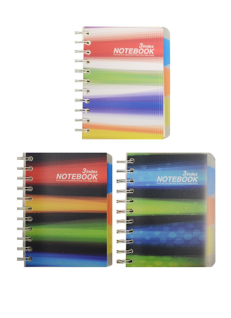 Записная книжка А6 120л лин., спираль, 3цв.разделителя, ассорти, AnAn