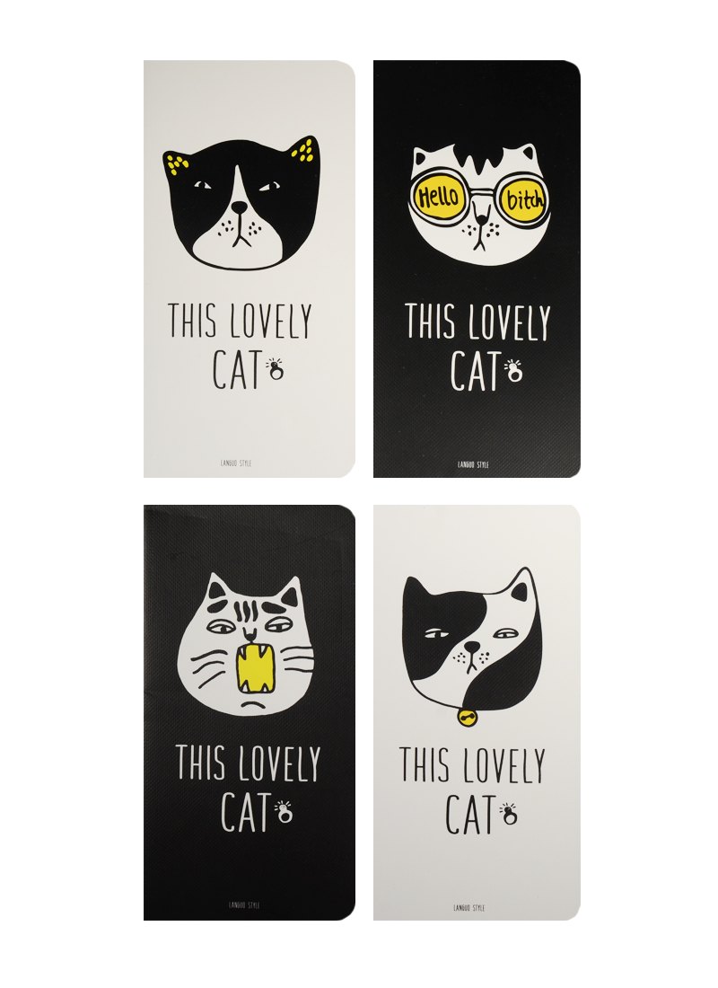 Записная книжка А6+ 24л кл. 90*170мм "This lovely cat" карт.обл., сшивка, ассорти, Languo