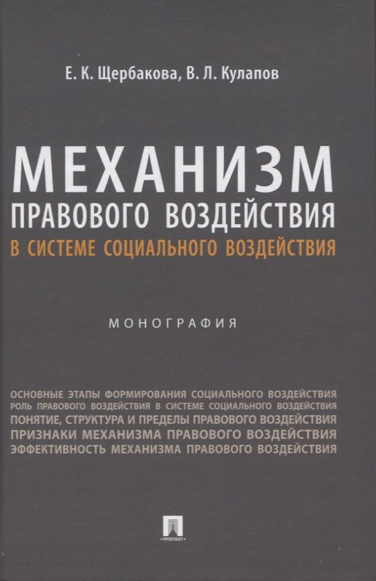 Механизм правового воздействия в системе социального воздействия. Монография