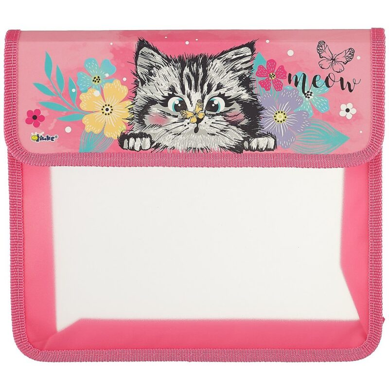 Папка для тетрадей А5 "Котёнок с цветочками" липучка, Оникс