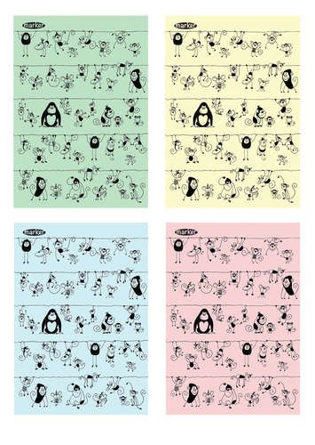 Тетрадь в клетку Marker Arte, "Много диких обезьян", А4, 60 листов