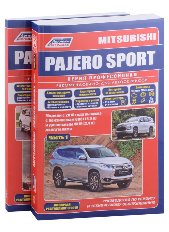Mitsubishi Pajero Sport. Модели 2016 года выпуска с бензиновым 6В31(3,0) и дизельным 4N15(2,4) двигателем. Включая рестайлинговые модели с 2019 года. Руководство по ремонту. Электрооборудование и схемы электрооборудования (2 части)