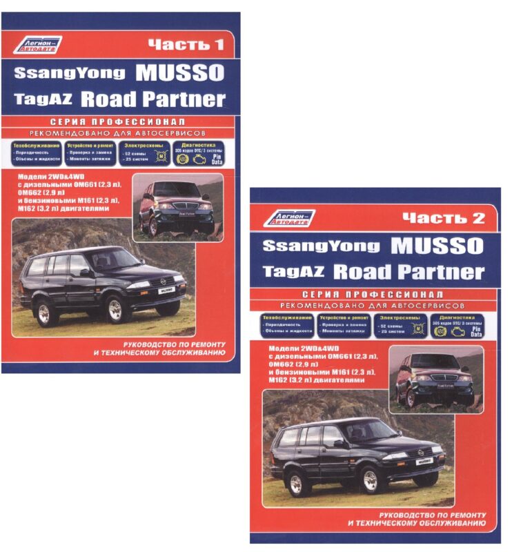 SsangYong Musso. TagAZ Road Partner. Руководство по ремонту и техническому обслуживанию. Часть I (комплект из 2 книг)