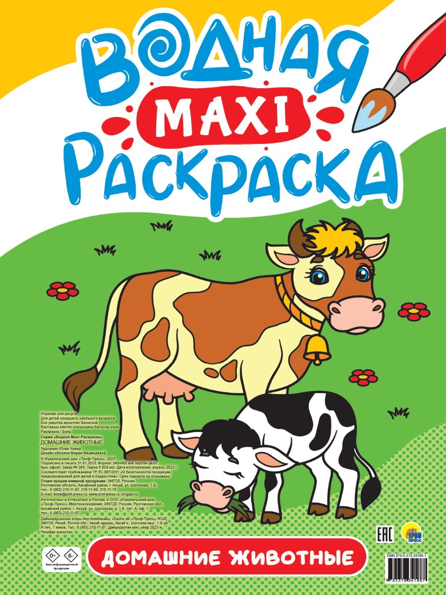 ВОДНАЯ МАКСИ-РАСКРАСКА. ДОМАШНИЕ ЖИВОТНЫЕ