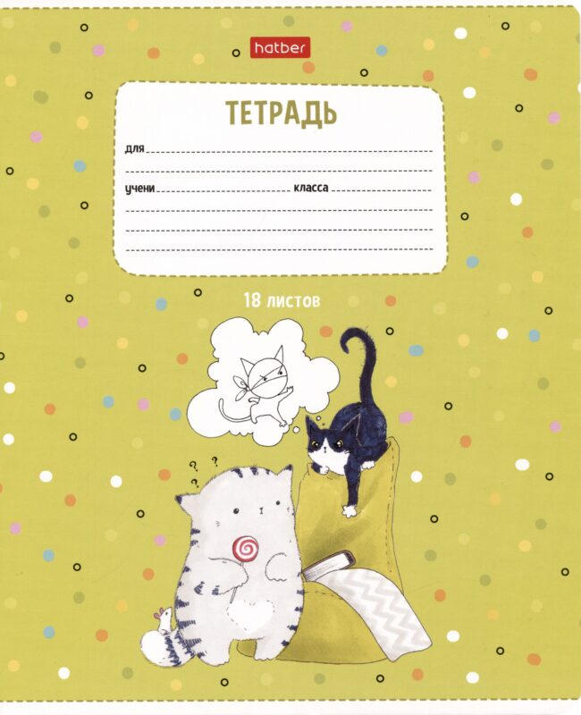 Тетрадь в линейку Hatber, "Приключения кота Пирожка", 18 листов, в ассортименте