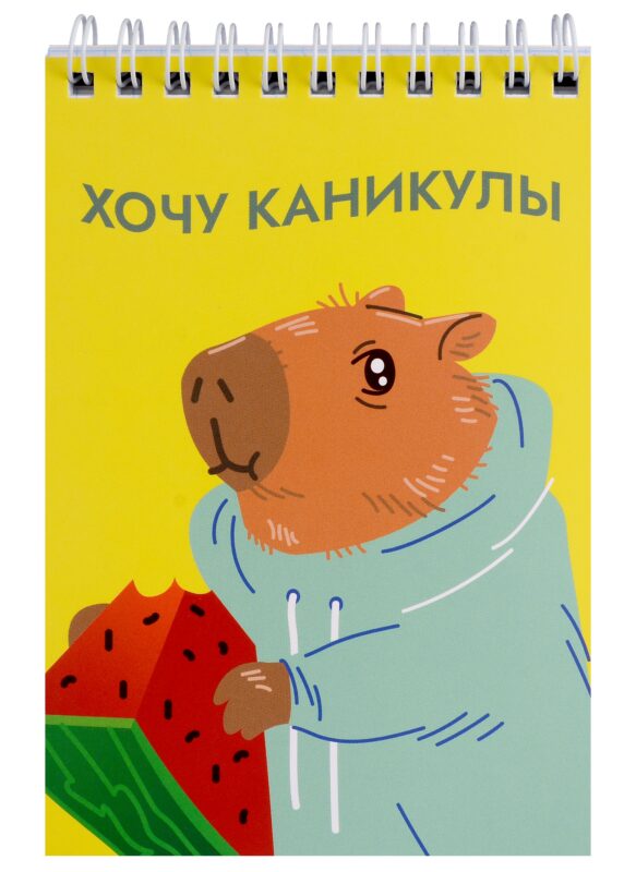 Блокнот А6 60 листов, клетка, "Капибара" гребень