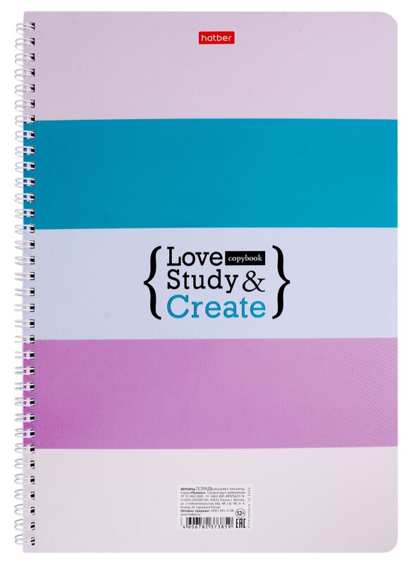 Тетрадь в клетку Hatber, "Полоски", А4, 80 листов, в ассортименте