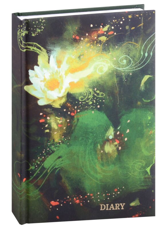 Ежедневник недат. А5 128л "Пруд с лилиями" 7БЦ, с поролоном, ламинация soft touch, тиснение фольгой, офсет