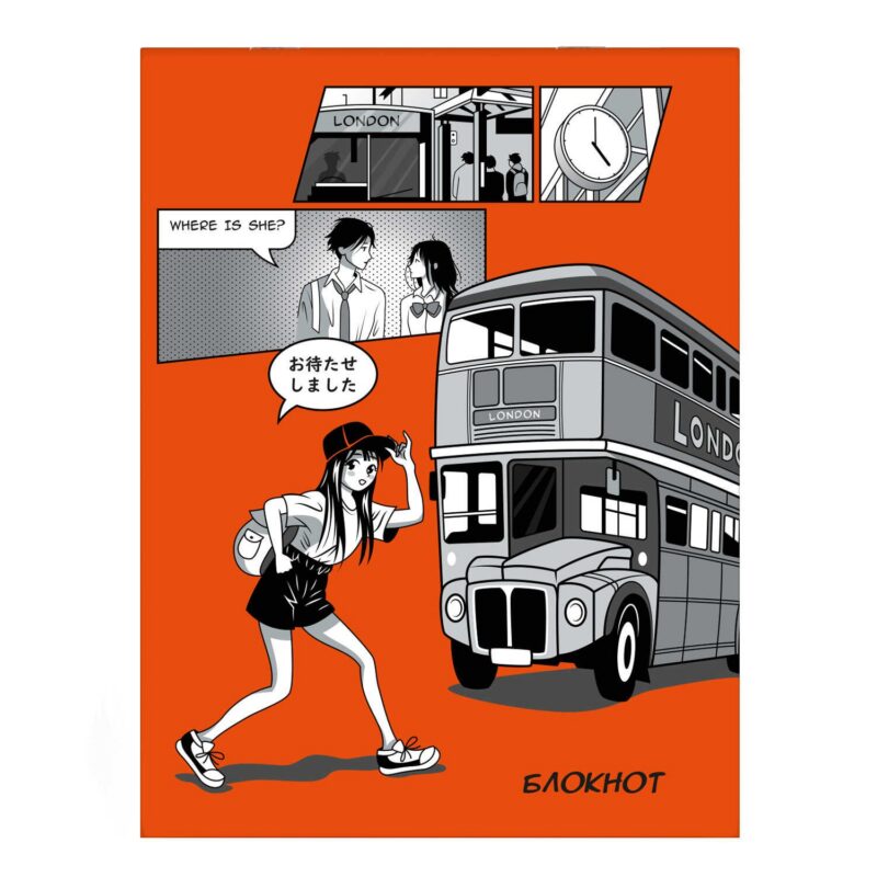 Блокнот А6 32л кл. "БРИТАНСКИЕ КАНИКУЛЫ" скрепка, дизайнерский блок