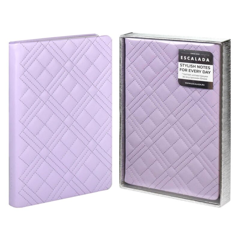 Ежедневник недат. А5 164л "Лайка" сиреневый, иск.кожа, тв.переплет, обл.поролон, офсет, ляссе, подар.карт.коробка с ПВХ-крышкой + промостикер