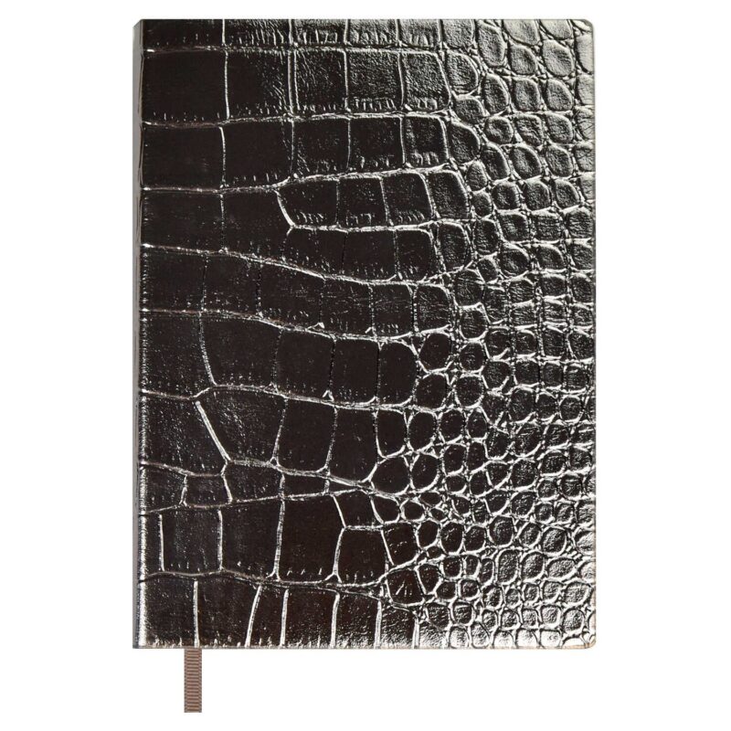 Ежедневник недат. А6+ 160л 126х174 "Кроко металлик" графитовый, иск.кожа, мягкий переплет, блинт.тиснение, офсет, ляссе