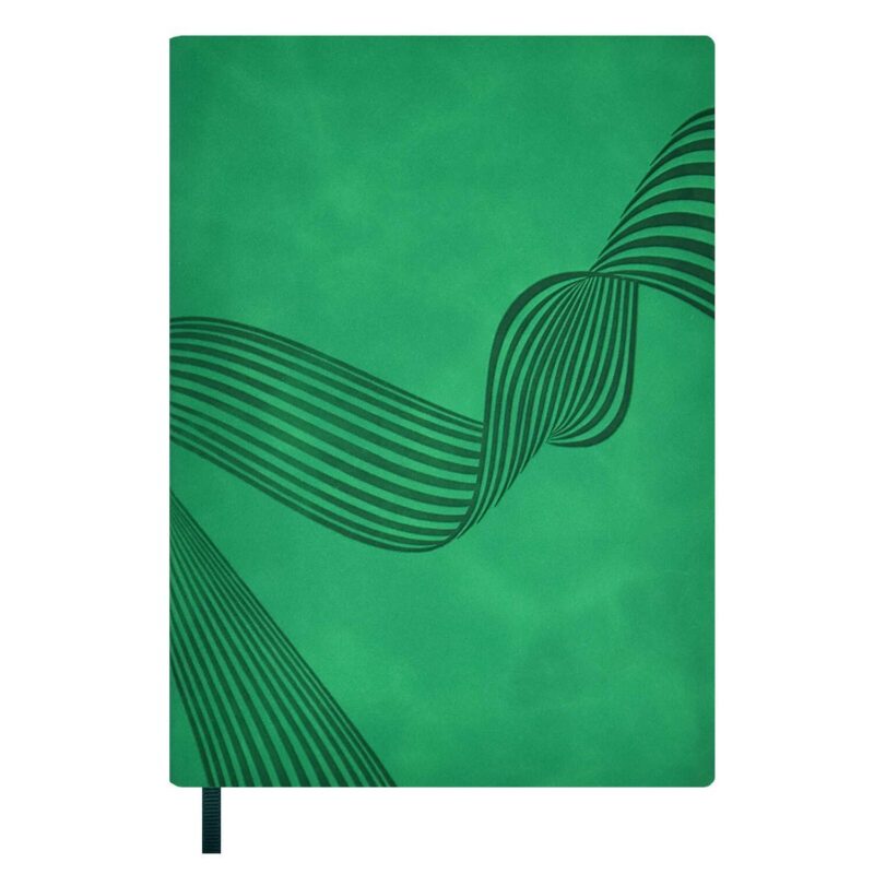 Ежедневник недат. А6+ 160л 126х174 "Софт-тач" зелёный, иск.кожа, мягкий переплет, блинт.тиснение, офсет, ляссе