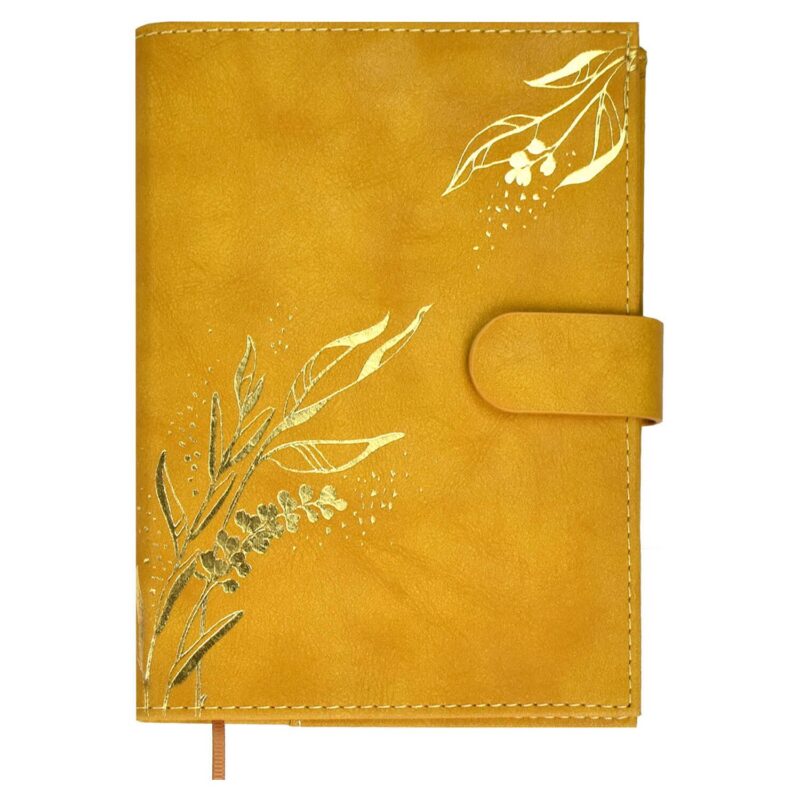 Ежедневник-органайзер недат. А6+ 80л 126х174 "Тиволи глосс" горчичный, иск.кожа, интегр.переплет, иснение фольгой, магнит.клапан , офсет, ляссе