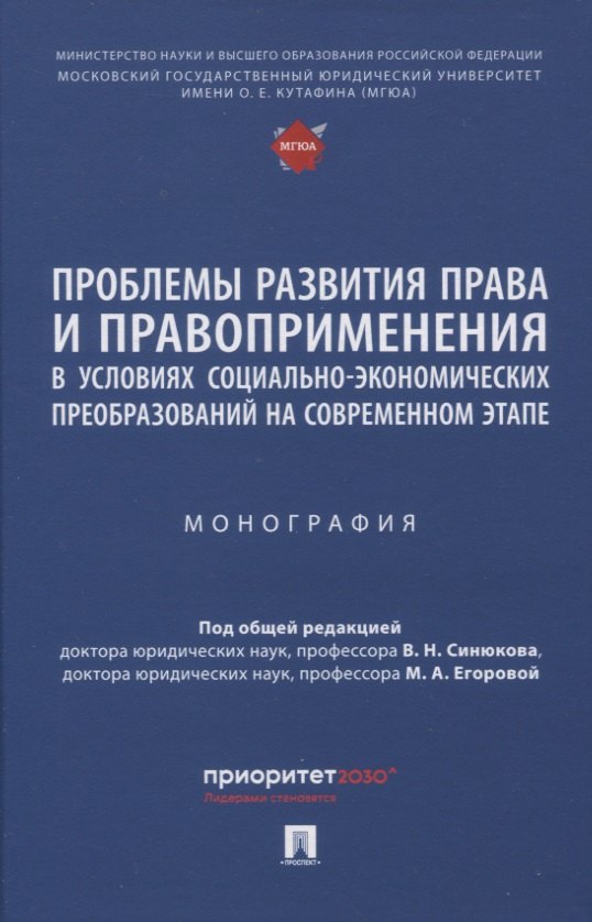 Проблемы развития права и правоприменения в условиях социально-экономических преобразований на современном этапе. Монография