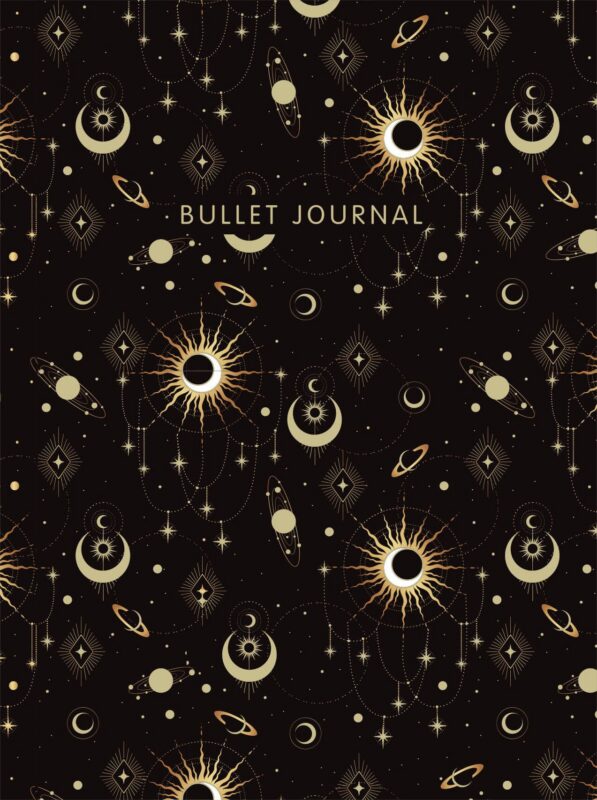 Книга для записей А5 160 страниц тчк. "Bullet Journal (эзотерический темный)" с наклейками