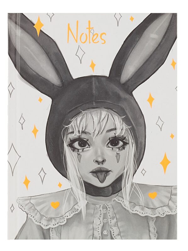 Книга для записей А6 80л кл. "Зайка" 7БЦ, пантонн.печать, мат.лам, офсет