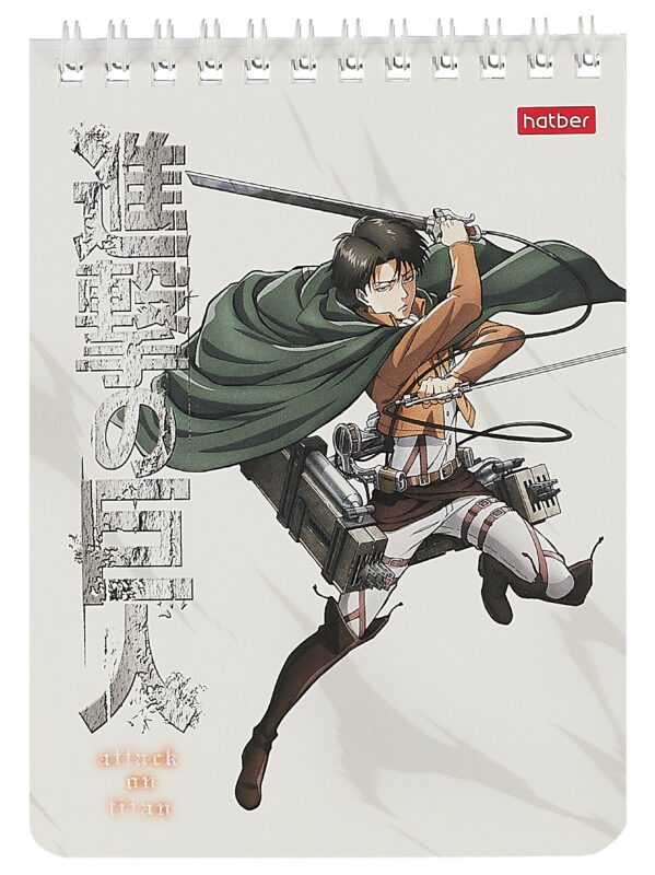 Блокнот А6 40 листов, клетка, "Атака Титанов", гребень, в ассортименте