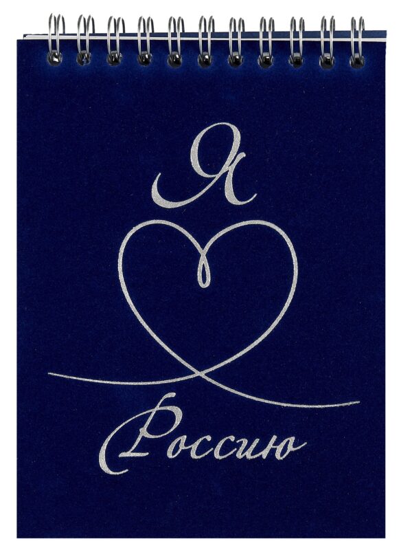 Блокнот А6 90л кл. "Velvet. Blue 2" флокированный картон, тисн.фольгой, спираль