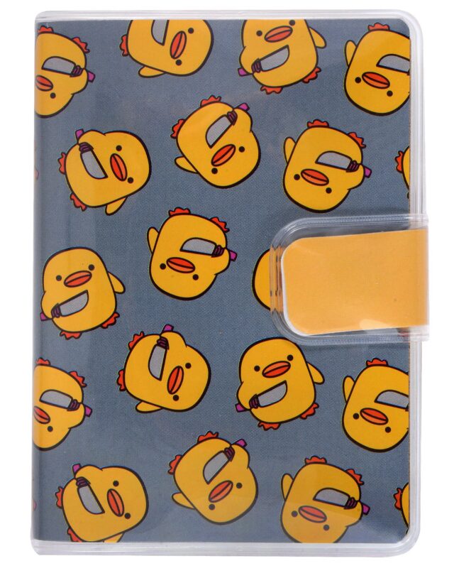 Записная книжка А7 80л кл. "Уточка с ножом" в ПВХ-обложке, на кнопке