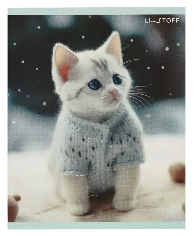 Тетрадь в клетку Listoff, "Зимние котики", 48 листов, в ассортименте