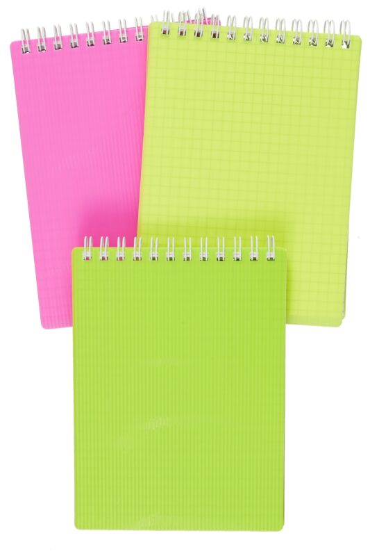 Блокнот А6 80л кл. "LINE NEON" пласт.обл, спираль, ассорти