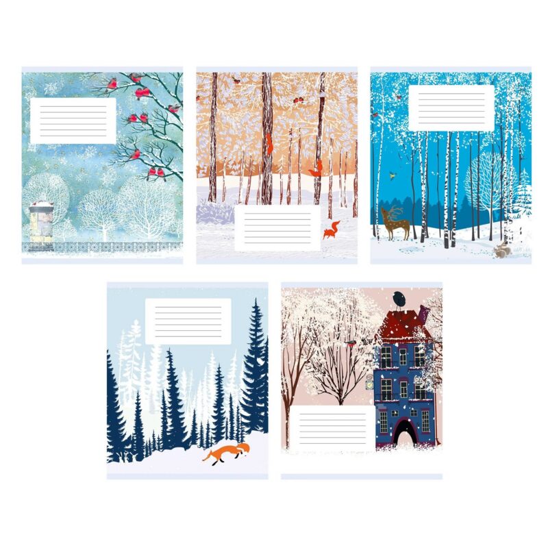 Тетрадь в линейку Listoff, "Зимний пейзаж (Универсальная плашка)", 24 листа, в ассортименте