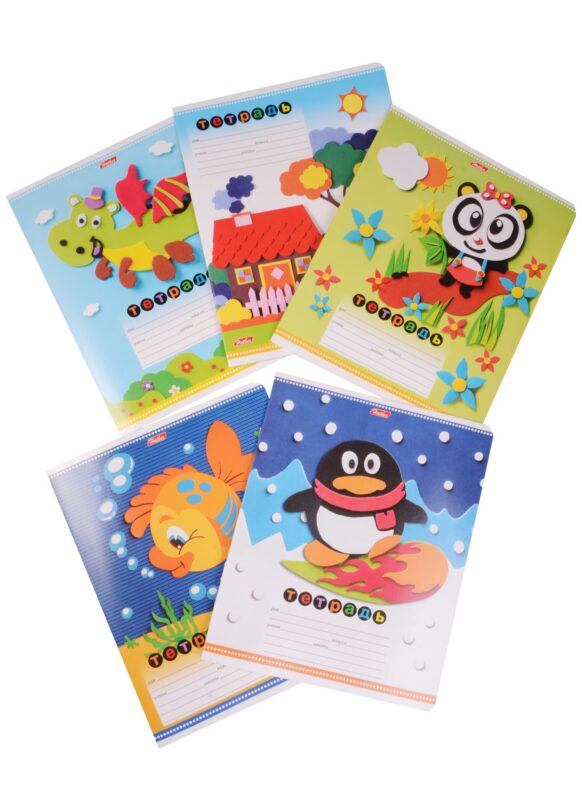 Тетрадь в клетку Hatber, "Забавная аппликация", 12 листов, в ассортименте