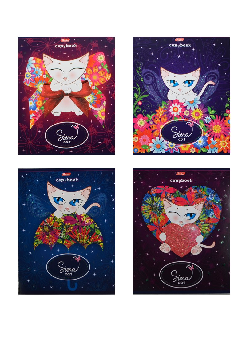Тетрадь в клетку Hatber, Siena Cat, 24 листа, в ассортименте