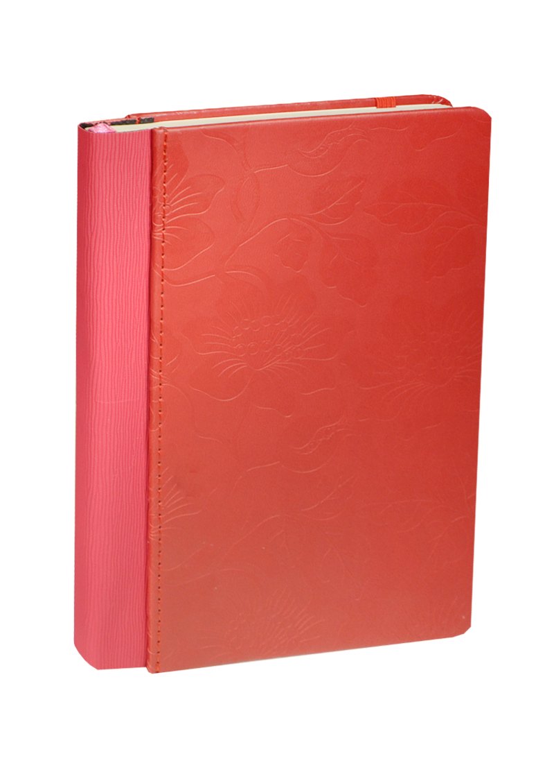 Книга для записей А5 96л "Цветы" на резинке, красная, Link Art