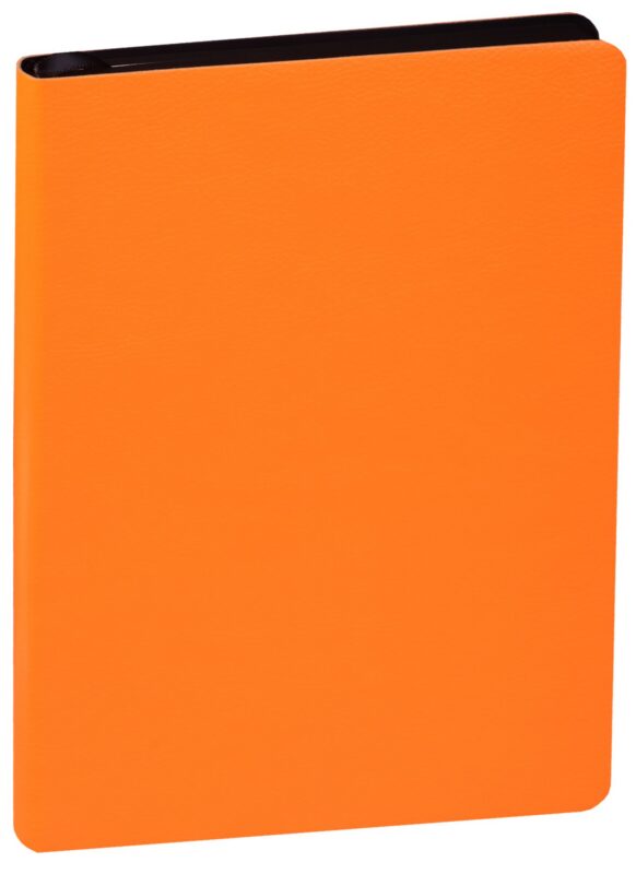 Ежедневник недат. А5 136л "Наппа" неоново-оранжевый, кожзам, мягк. переплет, черный срез, ляссе, Escalada