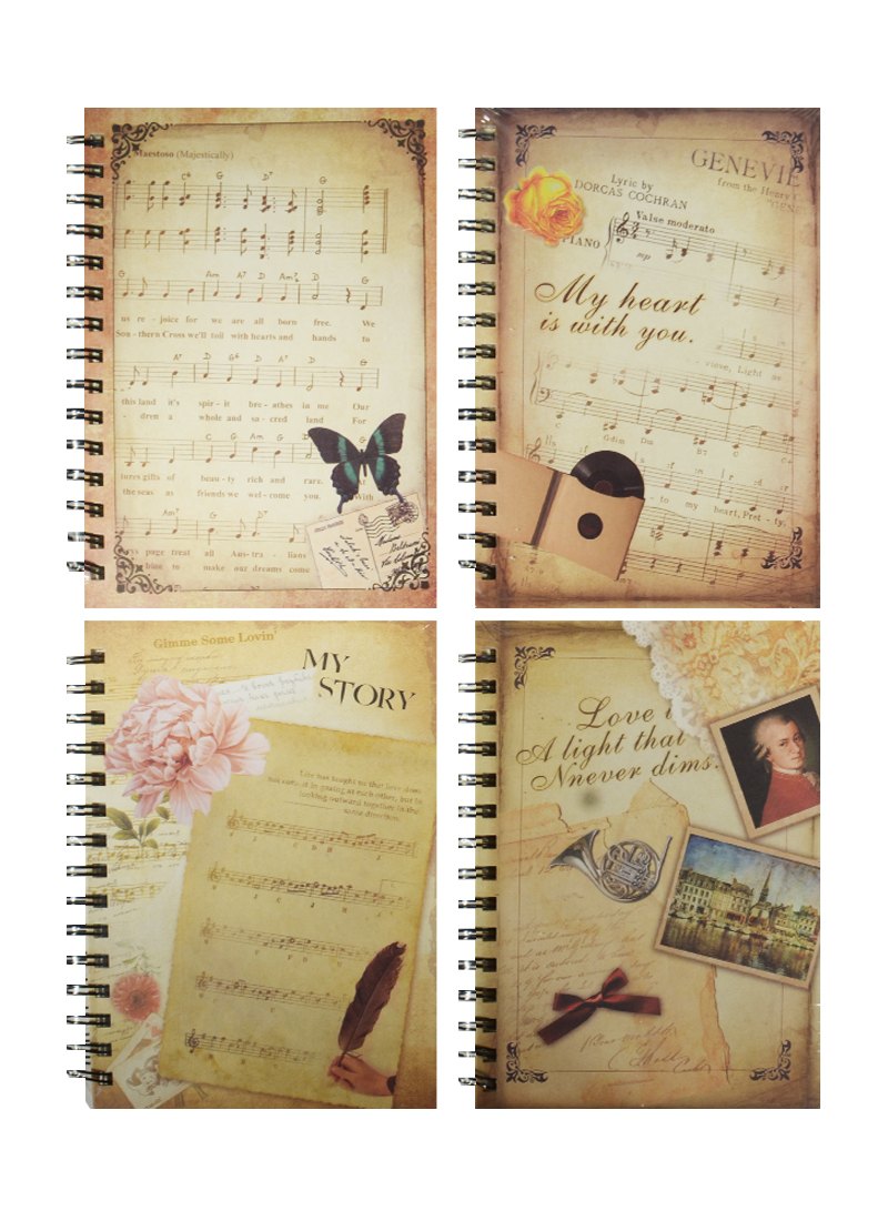 Книга для записей А5 192л лин. "Ноты" 7БЦ, спираль, ассорти, Haich