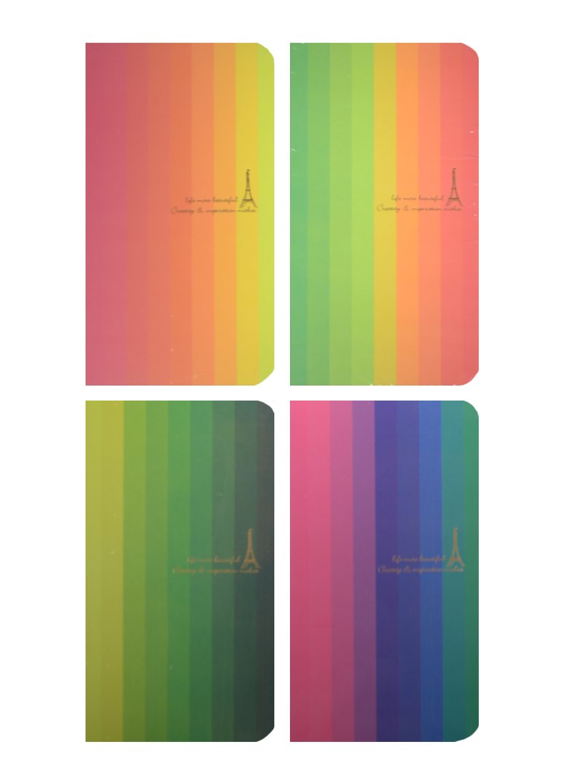 Записная книжка А6+ 96л 95*170мм лин "Цветные полосы" карт.обл, неон.полосы, бел.бумага, ассорти