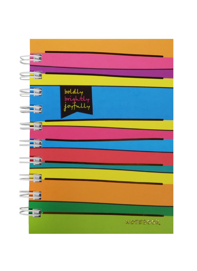 Записная книжка А6 100л кл. "Яркие полоски" 7БЦ, евроспираль, тисн.зол.фольгой, выб.лак, Listoff