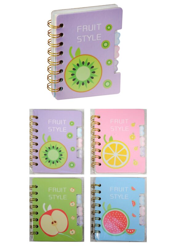 Записная книжка А6 60л "Fruit style", спираль, 3 разделителя, цветной внутр. блок, AnAn