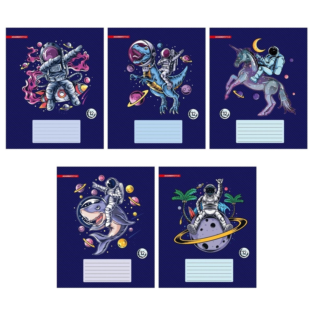Тетрадь в линейку Academy Style, "Космическое приключение", 12 листов