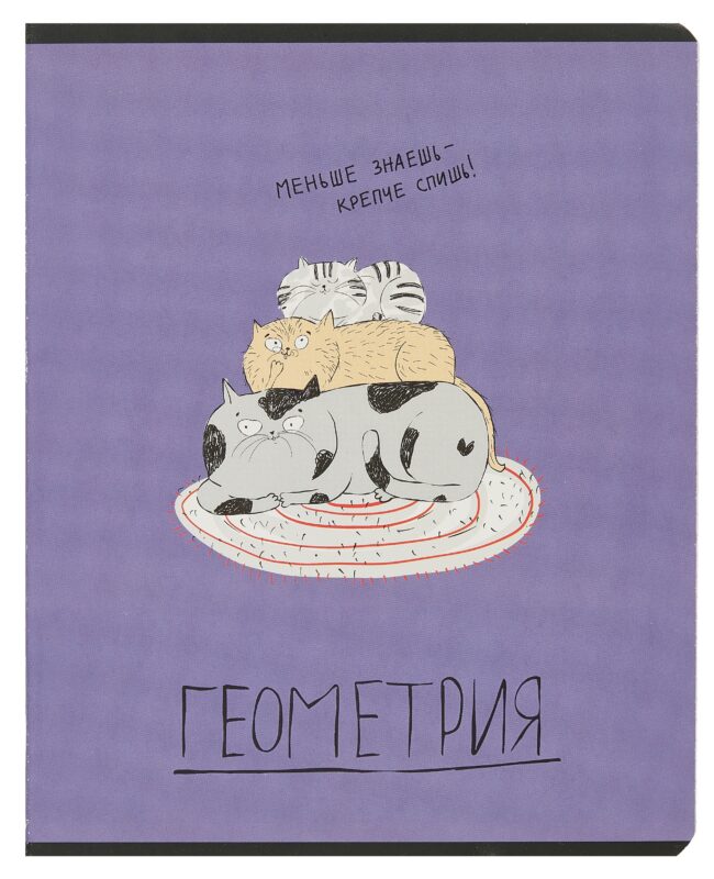 Тетрадь предметная в клетку Феникс+, "Любознательные коты. Геометрия", 48 листов