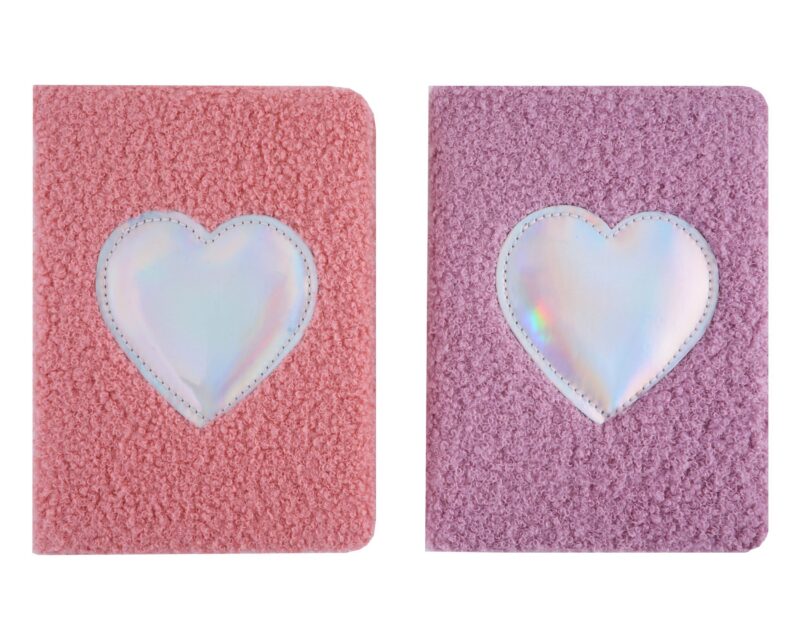 Книга для записей А6 80л кл. с мехом "Сердце" с мехом, тонир.блок, ассорти