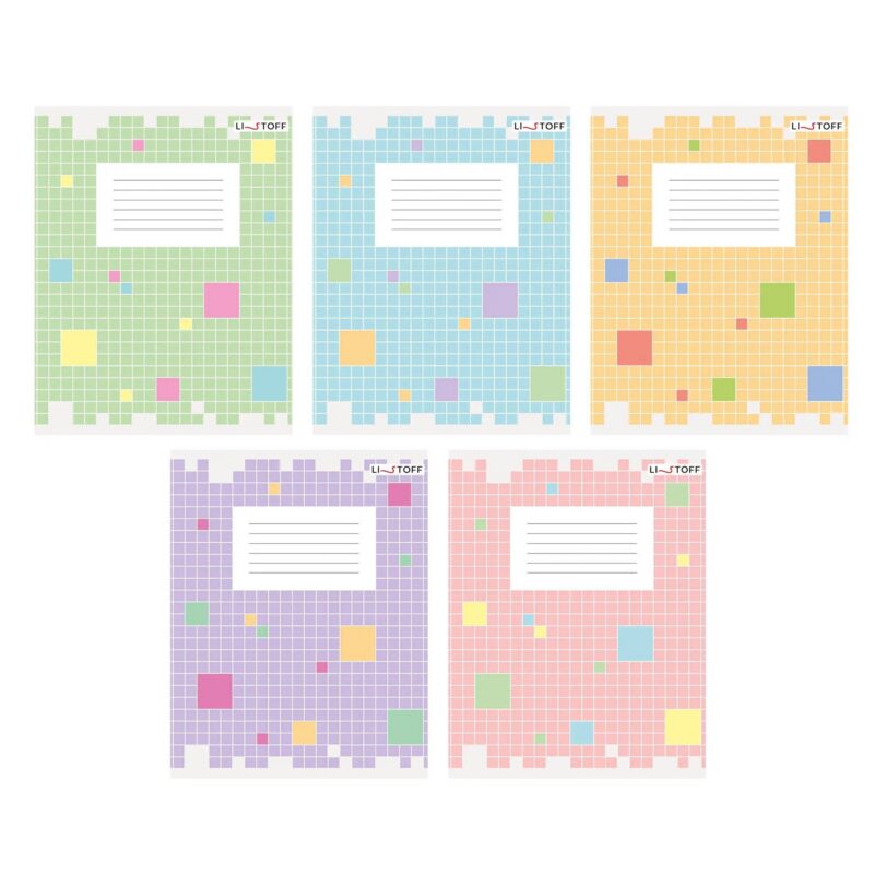 Тетрадь в клетку Listoff, "В клетку (Универсальная плашка)", 18 листов, в ассортименте