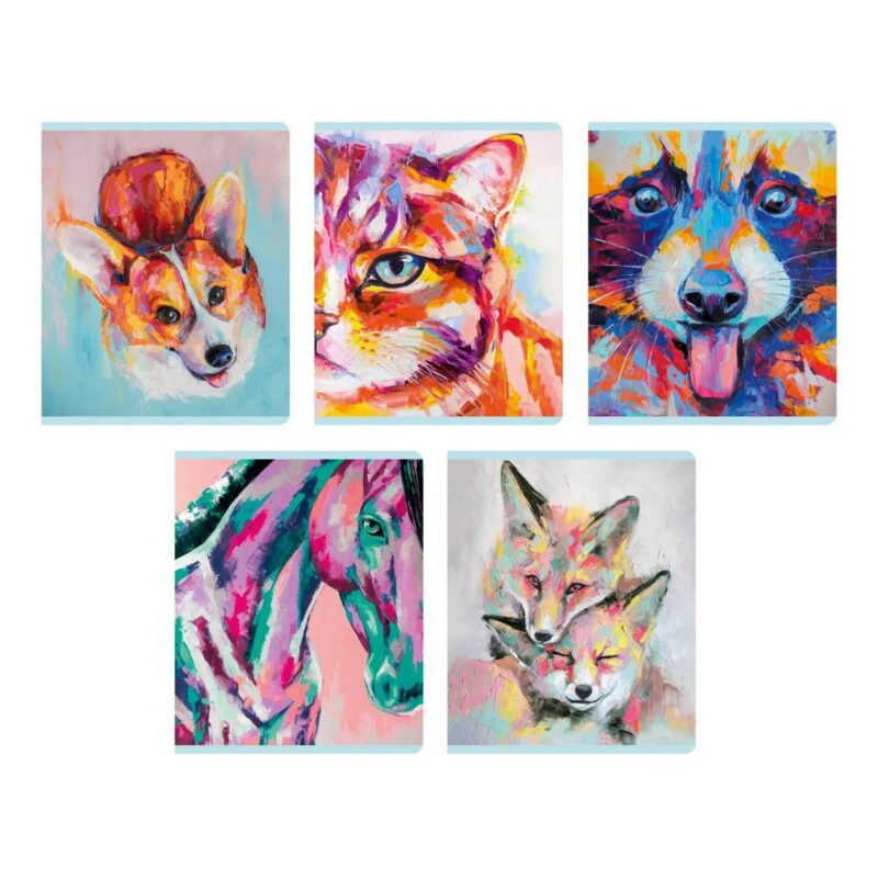 Тетрадь в клетку Listoff, "Живописные звери", 48 листов, в ассортименте