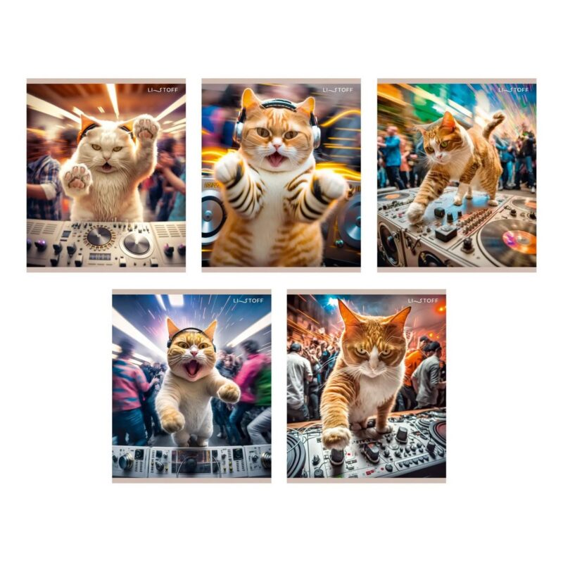 Тетрадь в клетку Listoff, "Пушистый диджей", 48 листов, в ассортименте