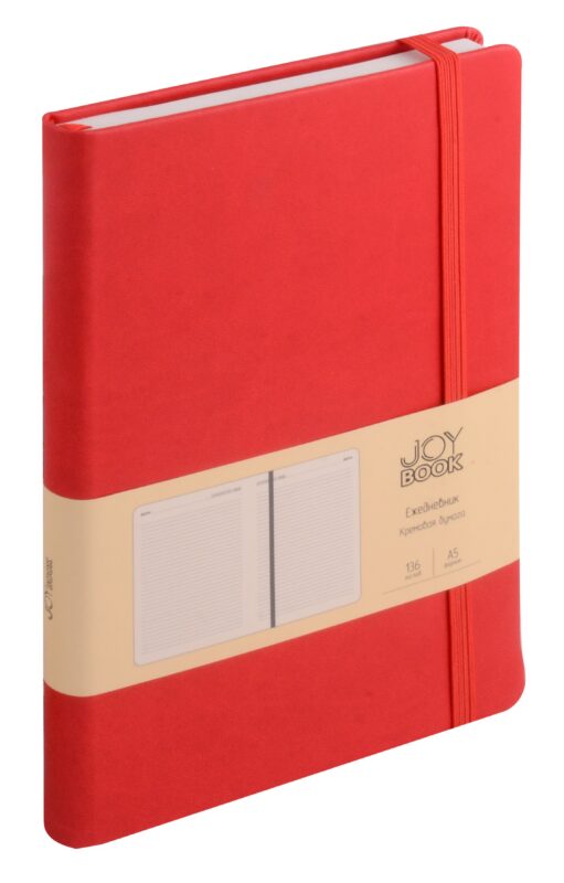 Ежедневник недат. А5 136л "JOY BOOK. Очень красный" оливковый, тв.переплет, резинка, ляссе