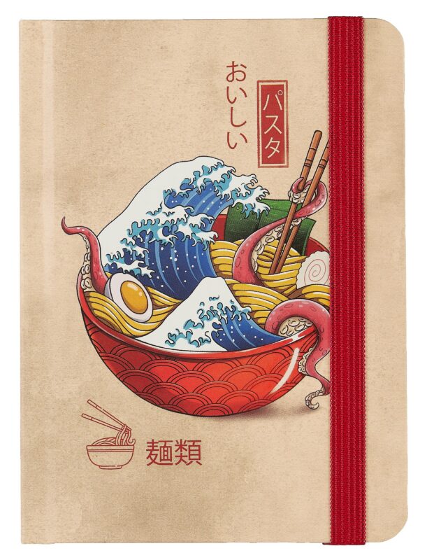 Книга для записей А6 64л тчк. "РАМЕН С ВОЛНОЙ В КАНАГАВЕ" 7БЦ, фикс.резинка