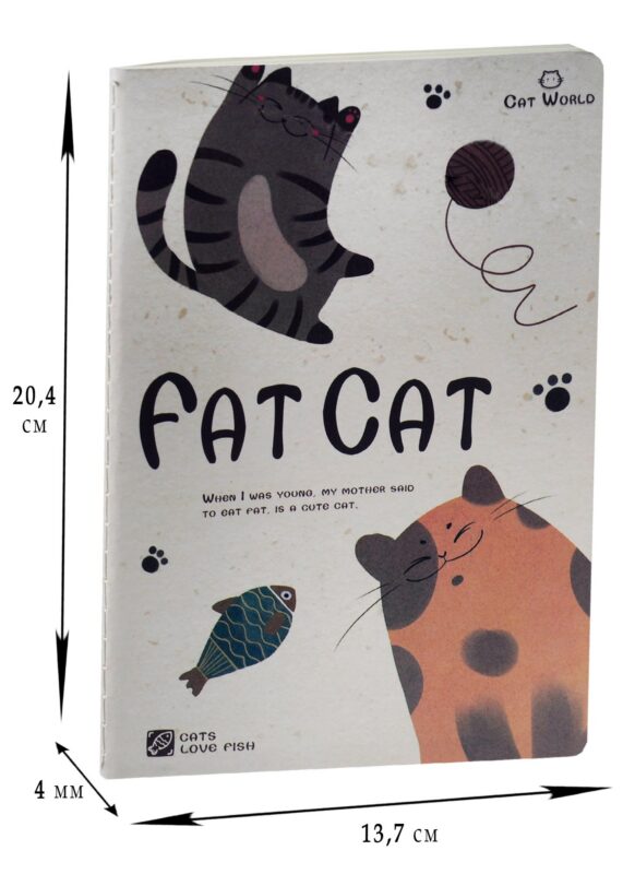 Тетрадь в линейку Zong, Cats love fish, 32 листа