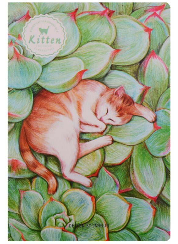 Тетрадь в клетку Languo, Sleeping cat, 44 листа, в ассортименте