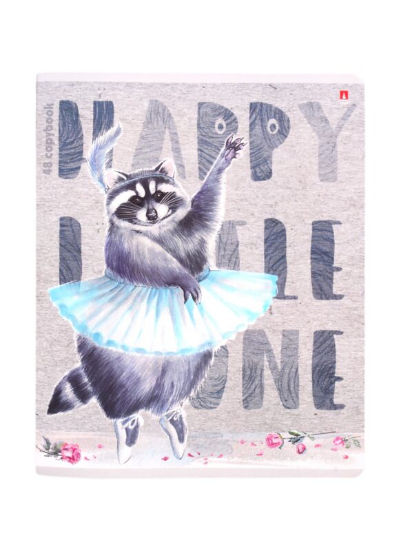 Тетрадь в клетку Альт, "Жизнь енота", 48 листов, в ассортименте