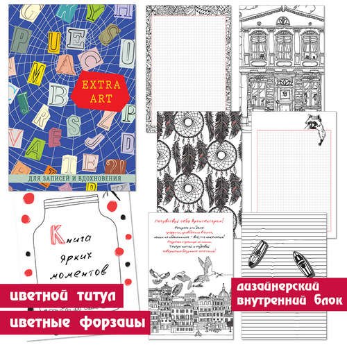 Записная книжка, Эксмо А5+ (167*246) 96л. Книги для записей EXTRA ART Паутина идей твердая обложка КЗ5962546